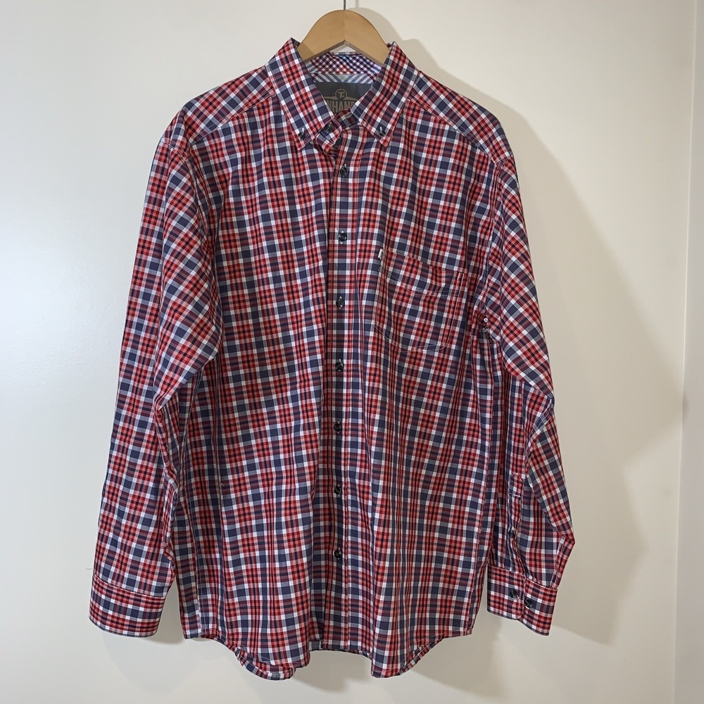 Panhandle Shirt Mens Large Plaid Tuf Cooper Performance‎ Contrast Cuff  Western